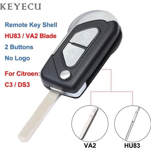 Keyecu Folding Remote Key Shell Case 2 Buttons for Citroen C3 DS3 2009 2010 2011 2012 2013 2014 2015 2016 2017 HU83 / VA2 Blade
