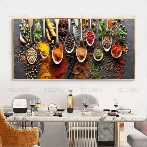 Modern Spices Spoon Kitchen Food Posters and Prints Canvas Painting Scandinavian Wall Pictures For Kitchen Restaurant Home Decor