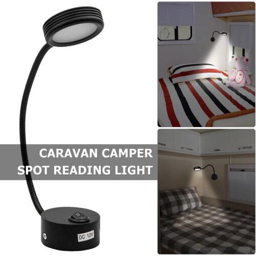 12V 3W LED Spot Reading Light White Light 6500K Switch ON/OFF Van Caravan Camper Boat Interior Black