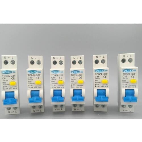 18MM 230V 50/60Hz RCBO 1P+N 6KA Residual current differential automatic Circuit breaker with over current Leakage protection