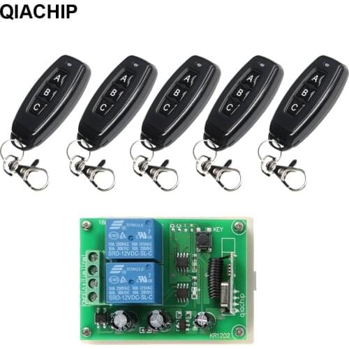 QIACHIP 433.92Mhz Universal Wireless Remote Control Switch DC 12V 2CH RF Relay Receiver Module + RF Transmitter Remote Control