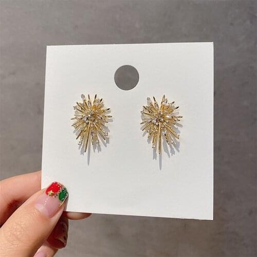 Womens Fashion Firework Earrings Exquisite Flower Rhinestone Stud Earrings Girl Personality Jewelry Accessories for Women