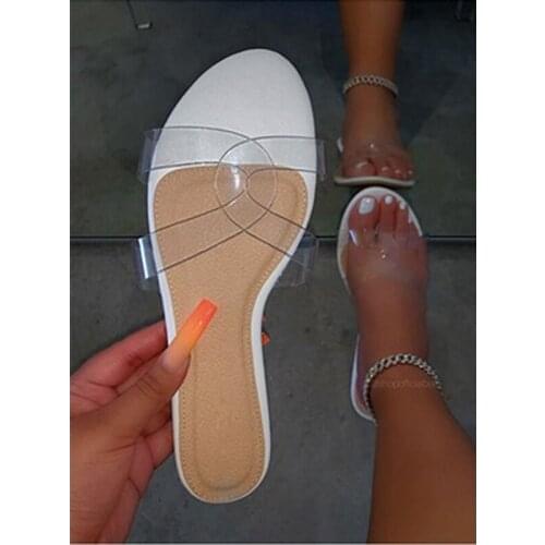 2020 Summer New Women Shoes Flat Sandals Open Toe Outdoor Beach Slippers Solid Color Fashion Plus Size 42