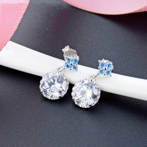 Elegant S925 Sterling Silver Stud Earring For Women Ladies Style Small Fresh Creative AAA Zircon Diamond Earrings Fine Jewelry