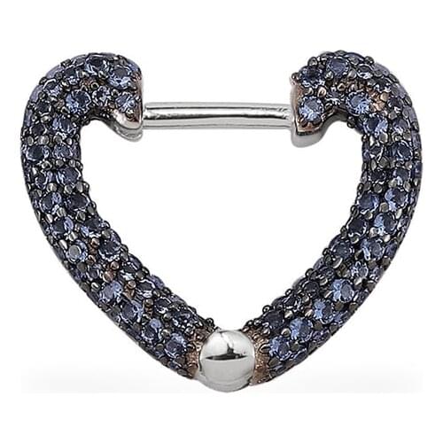 SLJELY Fashion Real 925 Sterling Silver Mono Navy Blue Small Love Heart Earring Micro Zircon 1pc for Women Luxury Brand Jewelry