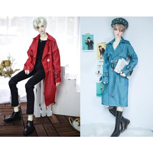 G10-222 1/4 1/3 Uncle SSDF POPO68 SD 10 BJD MSD doll baby clothes colorful Denim double breasted trench coat 1pcs