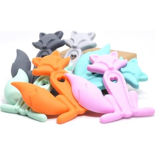 1 PC Fox Baby Silicone Teether BPA Free Baby Teething Toy Rodent Silicone Beads Necklace Teether Accessories Tiny Rod For Teeth