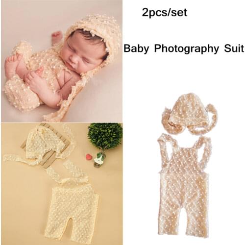 2pcs/set Newborn Childrens Photographic Costume Props Baby Sling Clothing And Hat Dot Ball Accessories