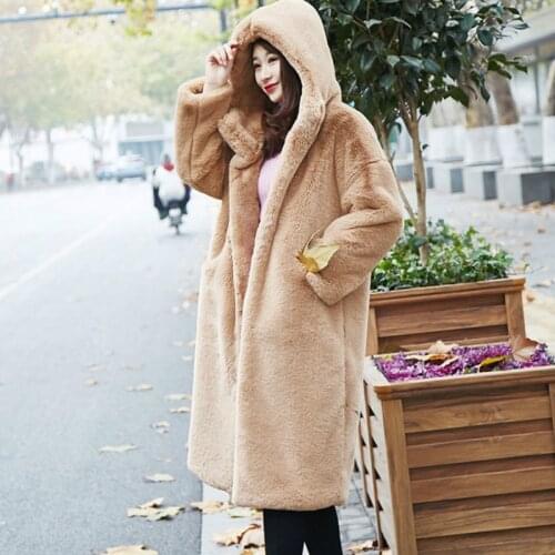 2020 New Plus Size Winter Fur Jacket Long Faux Fur Coat Women Plush Fur Warm Jacket Female Imitation Mink Thick Hooded Parka