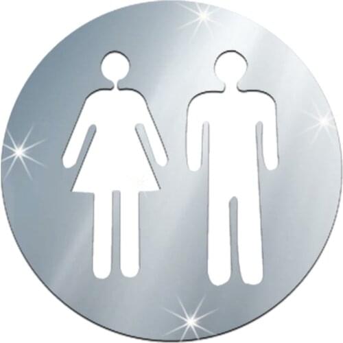 3D Acrylic Mirror Wall Stickers Washroom Men&women Logo Lavatory Door Decor for Toilet Bathroom Bar Office Shopping Mall