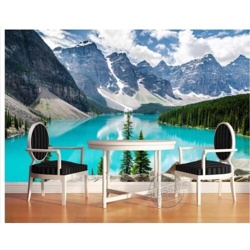 Personalizado de papel de parede grande 3D sofa TV fundo papel de parede mural montanha lago 3D mural papel de parede