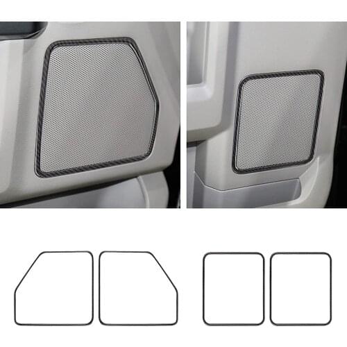 Compatible with Carbon Fiber Four Door Car Audio Sticker Interior Accessories Speaker Ring Trim 4PCS for Ford F150 2015-2020