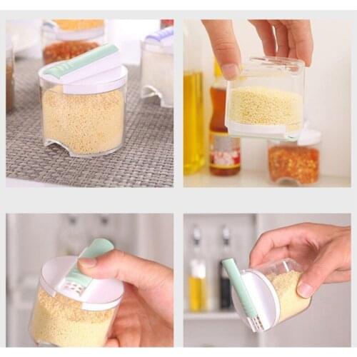 5Pcs/Set Transparent Spice Rack Jar Kitchen Sugar Salt Pepper Spice Rack Set Pepper Seasoning Spice Tins Storage Container