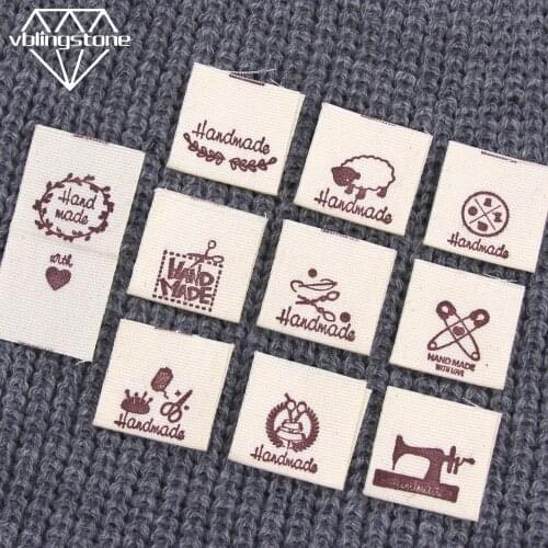 50Pcs Handmade Label Clothes Labels Hand Made Tags Knitting Fold Tags DIY Hat/Gift/Bag Decoration Sewing Accessories 20x38MM