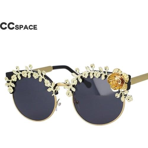 51103 Round Sunglasses Fashion Metal Golden Rose Frame Charm Womens Shade UV400
