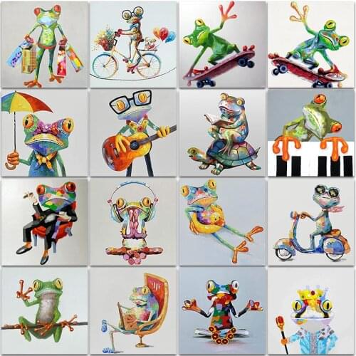 5D Diamond Painting Cartoon animals Colorful frog Full Square&Round Diamond embroidery Cross stitch Diamond mosaic home decor