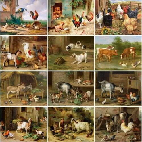 AZQSD Diamond Embroidery Chicken Dog Mosaic 5D Rhinestones Diamond Painting Animal Cross Stitch Handmade Home Decoration Gift