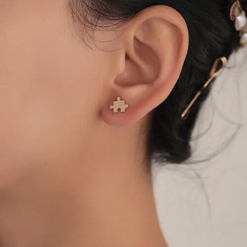 Autism Awareness Puzzle Post Earrings For Girls Kids Jigsaw Puzzle Studs Stylish Ear Jewelry Gift