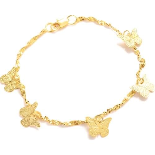 Bangrui 8.26 inches gold butterfly pendant Chain Bracelet Men Jewelry party Gift Wholesale rendy snake Chain Bracelet