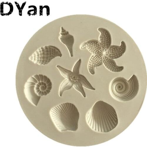 Free Shipping Marine Life Conch Starfish Shell Sugar Cakes Silicone Mold Diy Chocolate Mold Kitchen Liquid Cake A1351