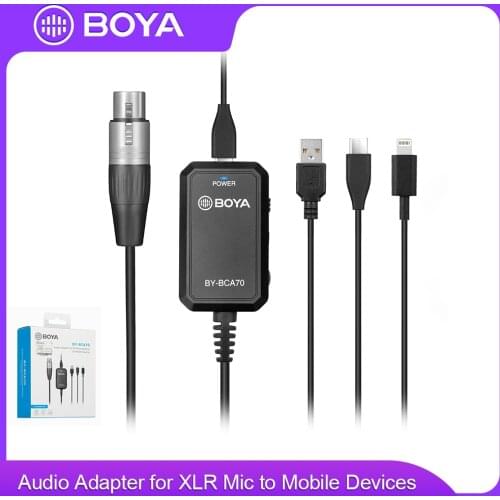 BOYA BY-BCA70/60 professional XLR audio adapter for Microphones to Mobile Devices