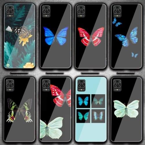 Cute Butterfly Purple Blue Fundas Phone Case For Redmi 4X 5 5plus 6 6A Note 4 5 6 6pro 7 Xiaomi 6 8se MIX2S Tempered Glass