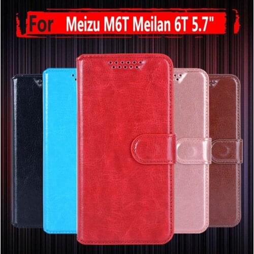 Coque Flip Phone Case For Meizu M6t M 6T 5.7" Leather Wallet Phone Case Pouch Skin KickStand Design Card Holder Back Cover