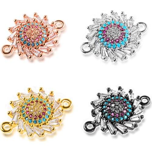 20*15mm Zircon Jewelry Making DIY Craft Delicate Micro Pave Necklaces Sun Pendants Copper Bracelet Connector Jewelry