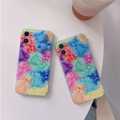 3D Gummy Bear Pattern Colorful Case for iPhone 12 Pro Max Back Phone Cover for 12 11 Pro Max X XS XR 8 7 Plus SE 2020