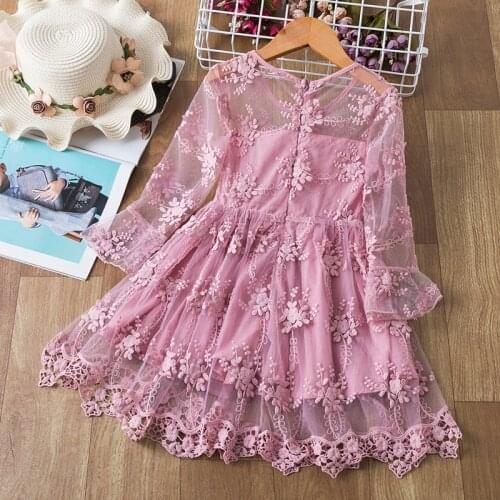 Kids Dresses For Girls Princess Dress Girl Casual Clothes Kid Children Cute Pink Floral Print Ruffle Flower Dress Autumn Outfits