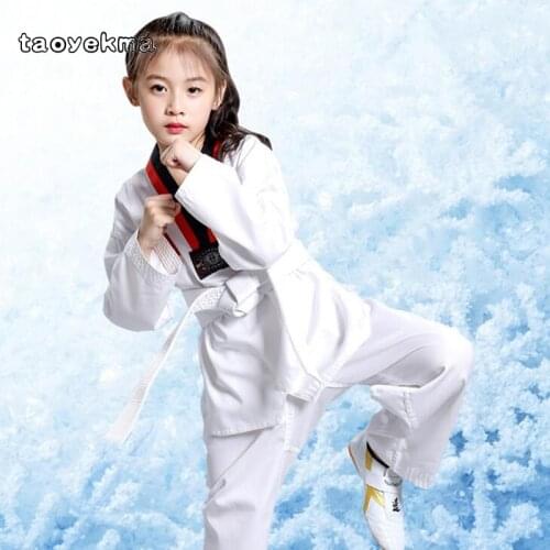 2019 Children Kimono Judo Kickboxing Practice Costume White Kid Boys Girls Taekwondo Suit Karate Tae Kwon Do Clothes Cotton Suit