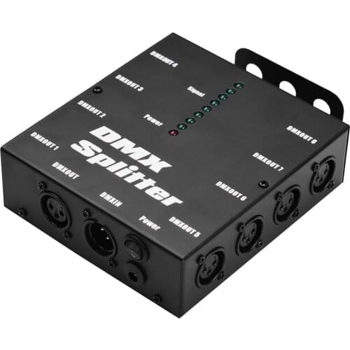 DMX512 Optical Signal Amplifier Spliter Distributor 1 Direct Input & Output 8 Independent Outputs for Light Controller Stage