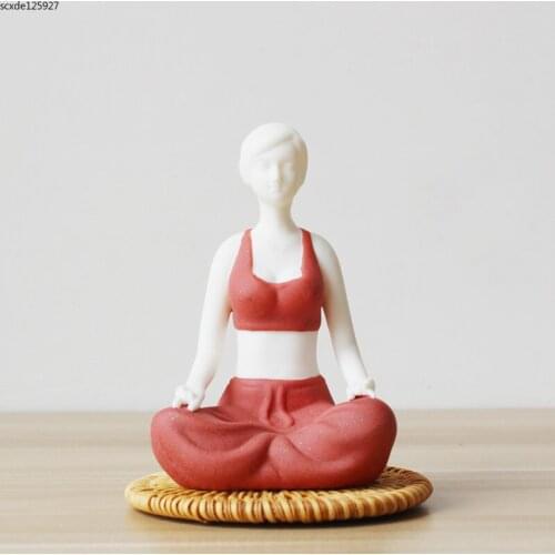 French Ceramic Yoga Girl Figurine Abstract Art Figure Sculpture Crafts Girl Room Decoration Living Room Furnishing Birthday Gift