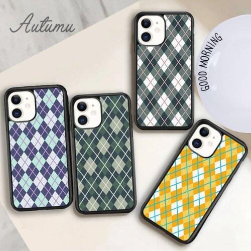 Argyle Plaid Phone Case for iPhone 11 12 Pro Max mini X XR XS SE 2020 5 6S 7 8 Plus Samsung Galaxy S8 S9 S10 Cover shell