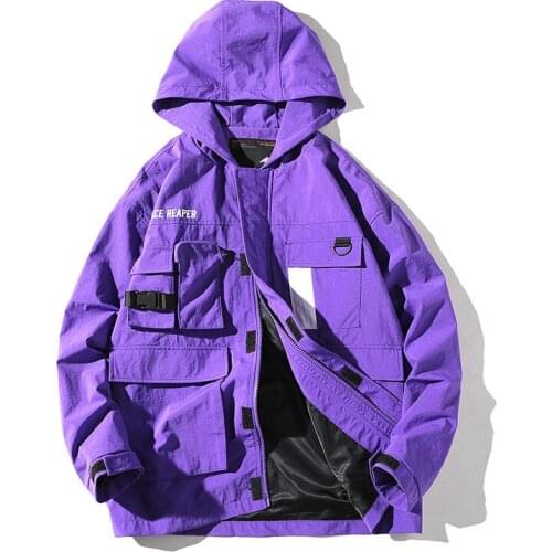 YuWaiJiaRen Spring Autumn Jacket Men Big Pocket Classic High Quality Streetwear Windbreaker Hooded Coats Men