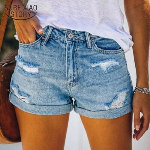 Summer Hot Shorts Women Jeans High Waist Denim Shorts Fringe Frayed Ripped Hole Denim Shorts for Women Hot Shorts Feminino 15307