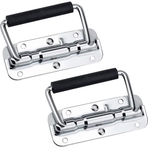 Hot 2Pcs 304 Stainless Steel Spring Handle Prop Box Tool Aluminum Box Handle Activity Handle Folding Industrial Handle
