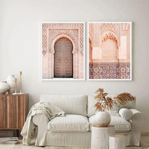 Moroccan Arch Old Door Islamic Building Poster Mosque Print Muslim Modern Decoration Posters and Prints Wall Art Canvas Painting