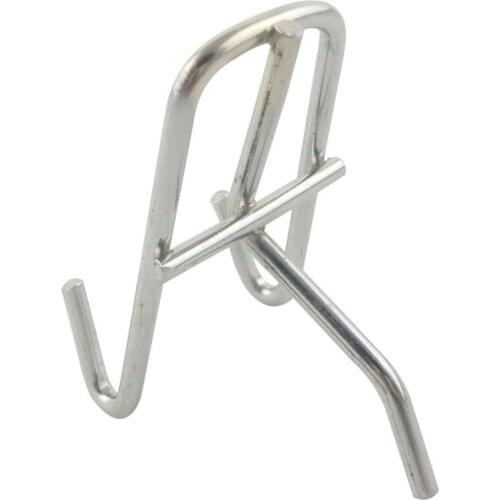 25pcs 50mm Length Supermarket Display Metal Chrome-plated Grid Wall Bracket Hooks 3.5mm Wire Diameter Store Display Hooks