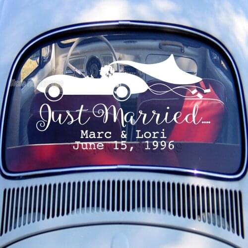 Just Married Car Wedding Decal Personalized Custom Name Date Vinyl Creative Car Window Decals Waterproof Removable Sticker LC773