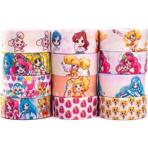Random set 5/10/20 styles 22/25mm cartoon pretty cure grosgrain ribbon, each 1yard