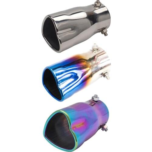 Exhaust Tip 2.5 inch Inlet Bolt-on Heart Edge Exhaust Tailpipe Muffler Universal Straight Multi-size Dual Outlet Muffler