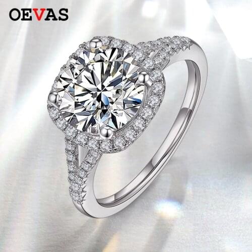 OEVAS 100% 925 Sterling Silver Real 3 Carats D Color Moissanite Wedding Rings For Women Engagement Party Fine Jewelry Wholesale