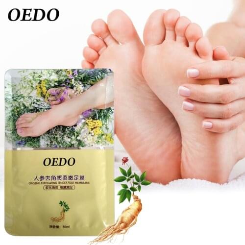 OEDO Ginseng Exfoliating Foot Mask Soften Calluises Remove Dead Old Skin Foot Peeling Mask Whitening Tender Smooth Foot Care