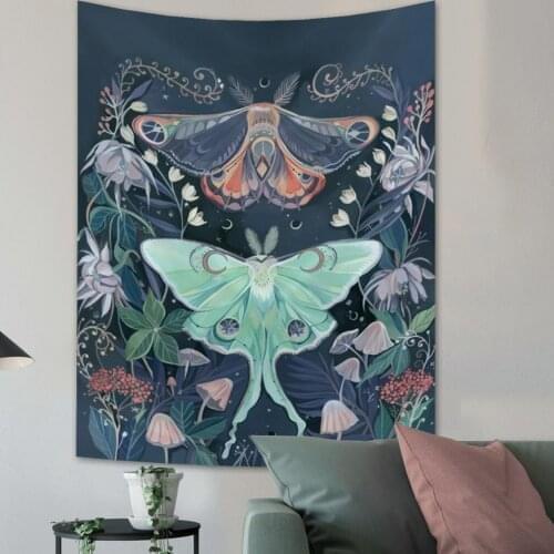 Butterfly Hanging Tapestry Headboard Wall Decoration Colorful Bohemian Mandala Psychedelic Witchcraft Tapestry Halloween Decor