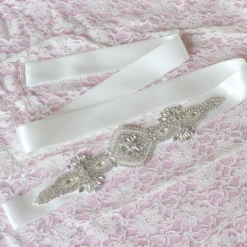 Lovely Pearl Crystal Wedding Sash Shining Rhinestones Glass Crystal Bridal Belt Wedding Party Bridesmaid Sash Satin Bride Sashs