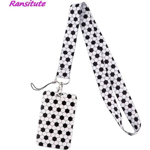 Ransitute R1854 Football Creative Lanyard Card Holder Student Hanging Neck Mobile Phone Lanyard Badge Subway Access Card Holder