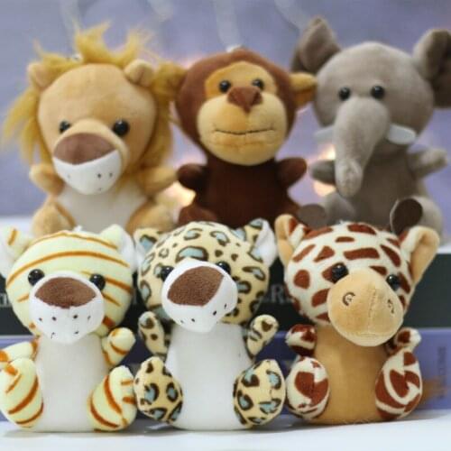 Cute simulation jungle animal doll lion tiger elephant Pendant Keychain Exquisidecoration soft Soothing doll christmase gift