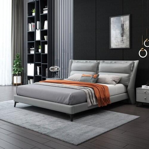 Nordic leather bed double minimalist bed modern simple 1.5m big bed tatami soft bed master bedroom 1.8 wedding bed