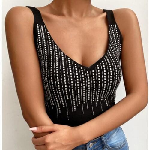 V Neck Summer Top Sleeveless Black Tank Top Women Sexy Basic T Shirt White Off Shoulder Ribbed Casual Vest Camisole Tees New